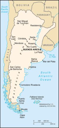 Географическая карта Аргентины
