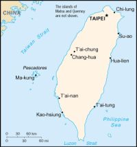 Географическая карта Тайваня
