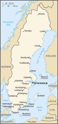 Географическая карта Швеции