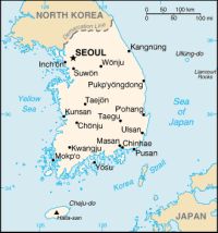 Географическая карта Южной Кореи