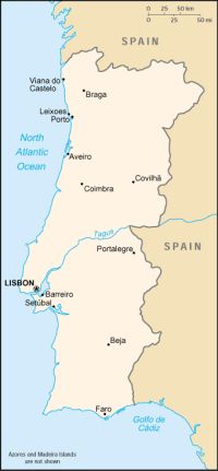 Географическая карта Португалии