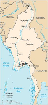 Географическая карта Мьянмы