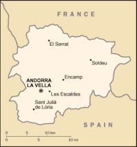 Географическая карта Андорры