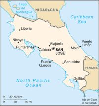 Географическая карта Коста-Рики